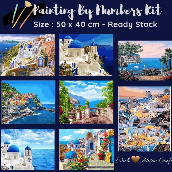 

BISA COD DIY Lukisan Paint By Numbers ( 50 cm x 40 cm ) - SANTORINI