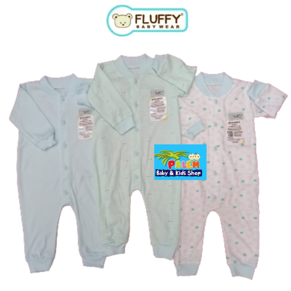 3 Pcs Jumper Panjang Fluffy Sleepsuit Bayi Baju Kodok Buka Kaki S,M,L