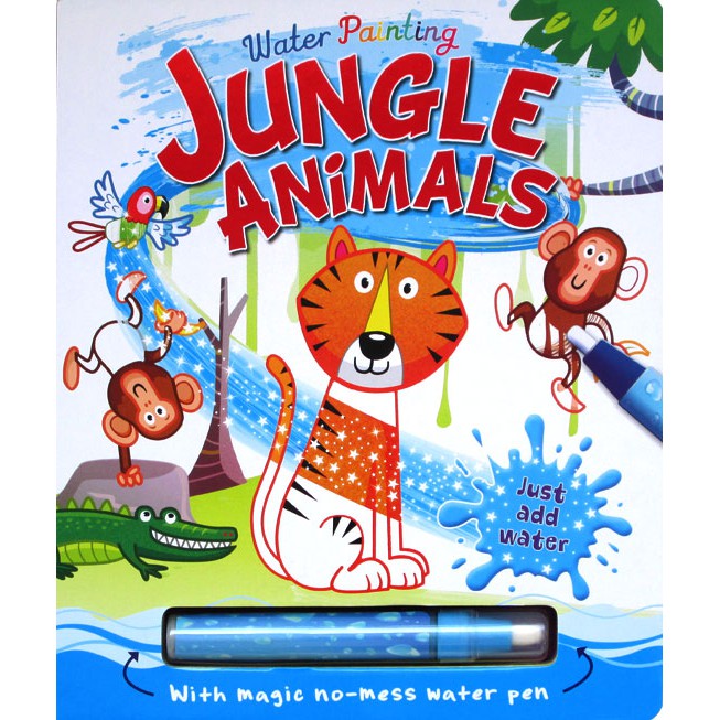 

FARM / JUNGLE Water Painting Board Book with magic no-mess water pen (reusable)