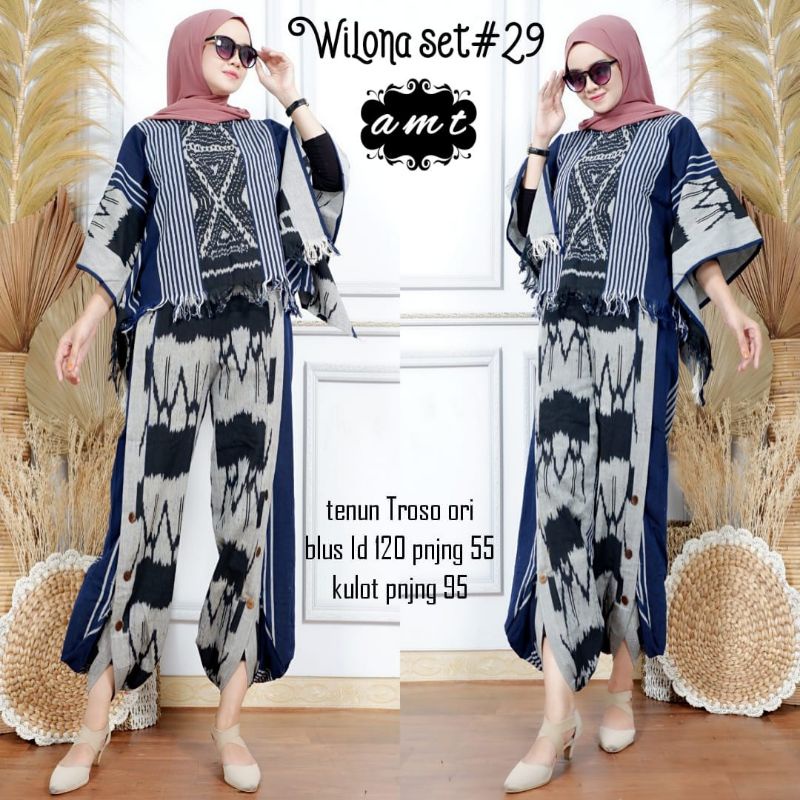 Wilona Set/ Setelan Tenun Batwing dan Celana