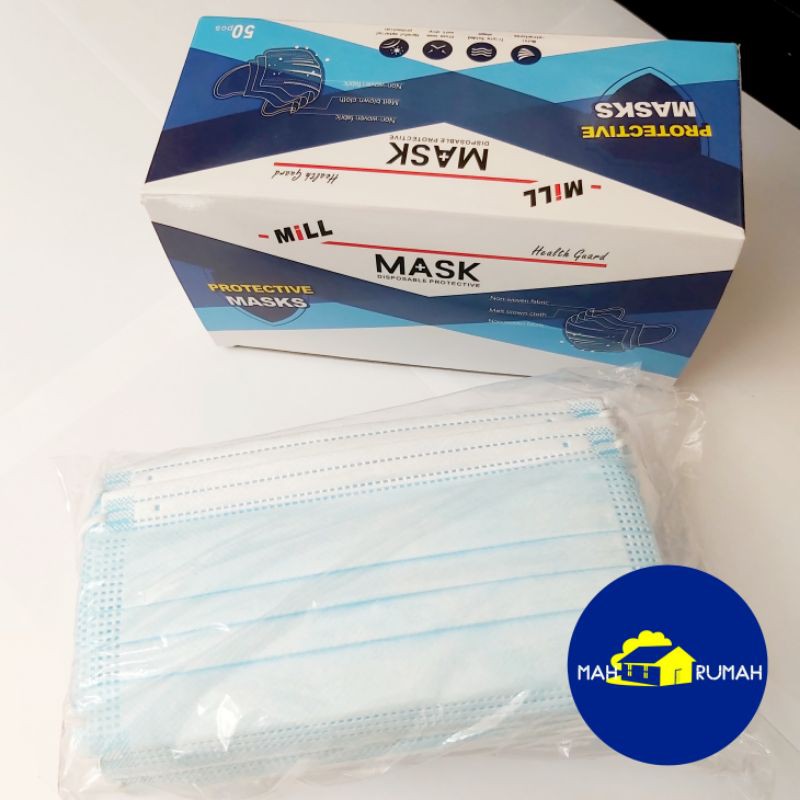 Masker Hidung Mulut Wajah Anti Debu 3 ply ( 1 box isi 50pcs ) Kesehatan Non Medis - MILL