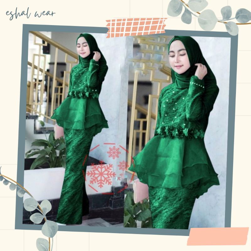 ESHAL WEAR ( L , XL , XXL ) SETELAN WANITA MUSLIMAH PESTA ALIA