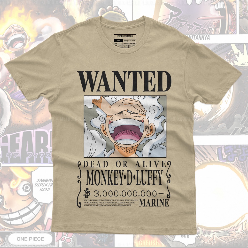 Kaos Luffy Wanted Gear 5th God Nika Anime Manga One Piece Premium Unisex