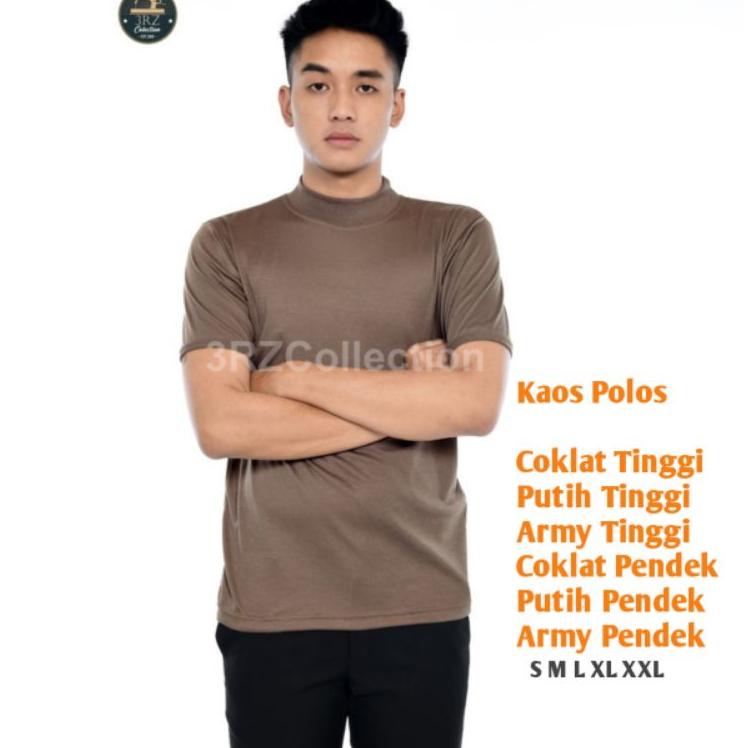 Grosir POLISI Satpam Security Kaos Polos Coklat/Putih/Army Kaos Dalaman Leher Panjang Leher Pendek T