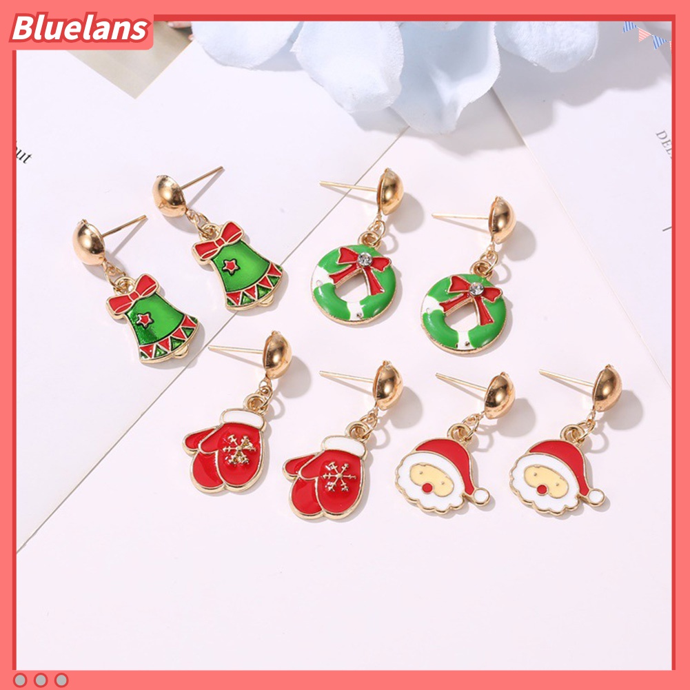 Anting Stud Liontin Pohon Natal Snowflake Labu Untuk Wanita