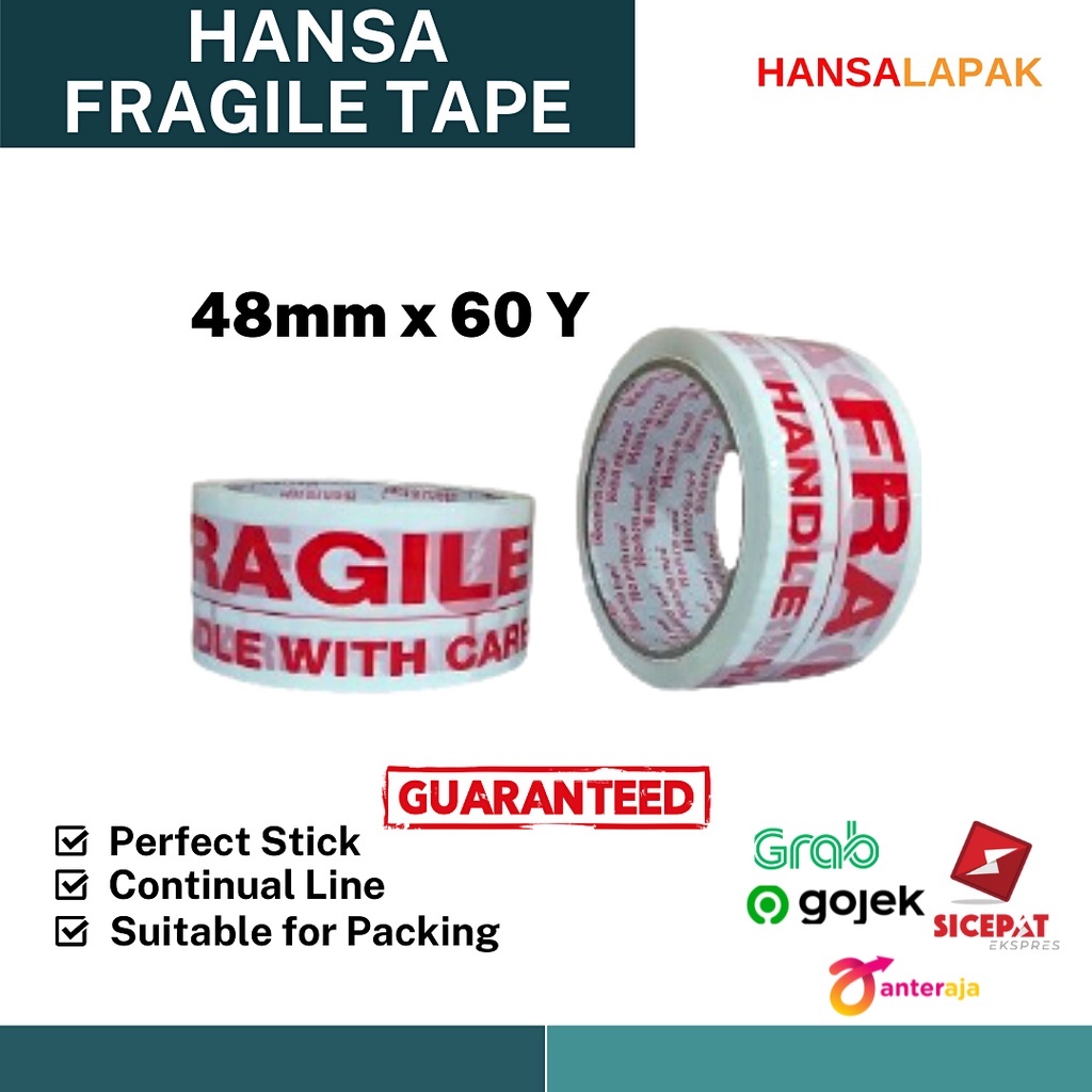 Jual Lakban Fragile Putih Mmx Y Hansa Tape Handle With Care Shopee Indonesia