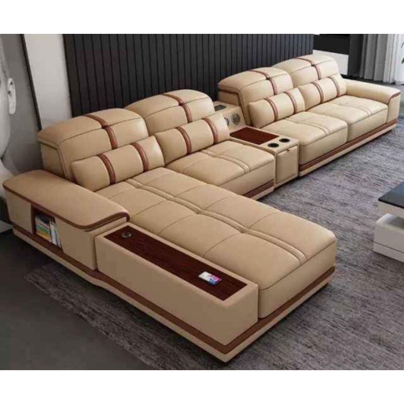 Sofa Kulit Letter L Minimalis Modern Kursi Ruang Tamu Super Mewah Elegant Model Sofa Terbaru Kualita