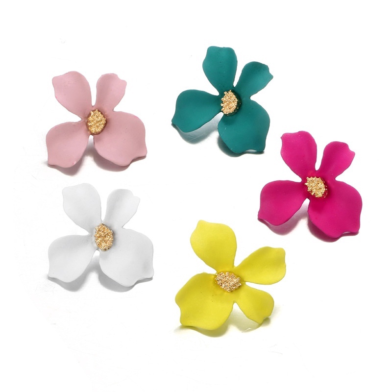 INS Boho Big Petal Flower Studs girl Floral Pendant Earrings