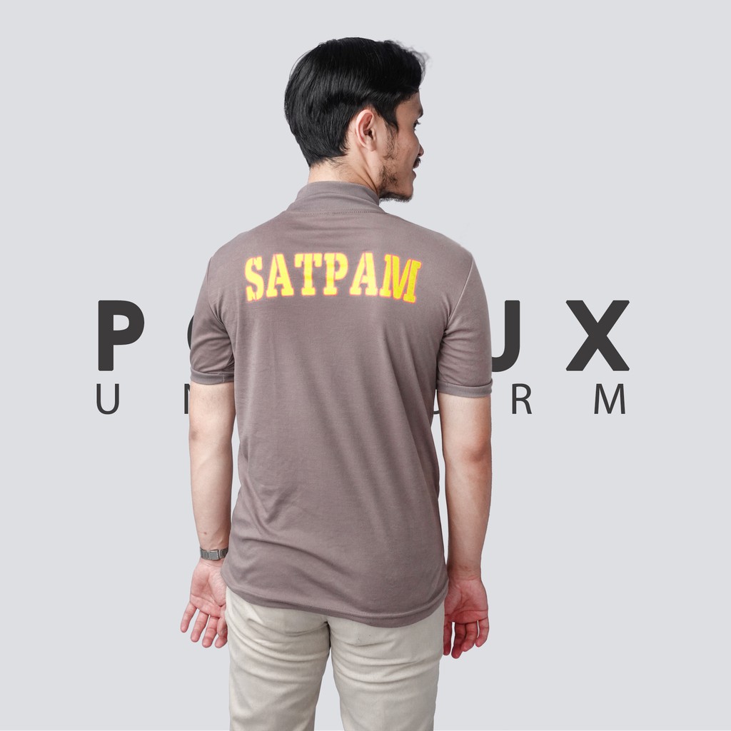 Kaos Dalam Dinas Security / Satpam Tangan Pendek Kerah Tinggi Warna Coklat Hitam Navy Model Slimfit