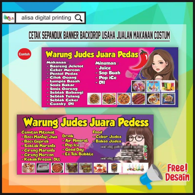 Cetak Spanduk Baliho Jualan Makanan Costum Shopee Indonesia