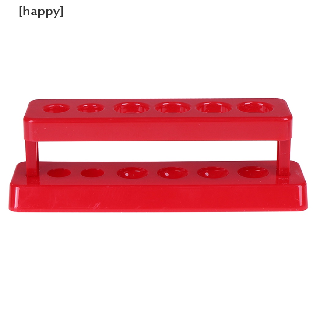 Rak Stand Holder Tabung Reaksi 6 Lubang Bahan Plastik Warna Merah Untuk Laboratorium