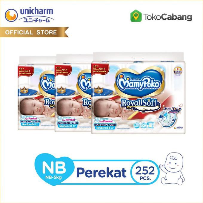 MamyPoko Popok Perekat Royal Soft NB 84 - Karton Isi 3