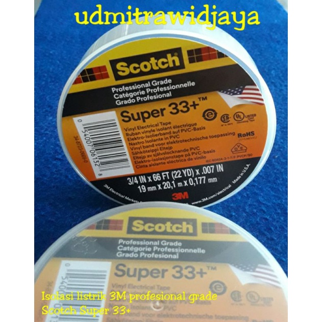 Isolasi listrik 3M profesional grade Scotch Super 33+ vinyl vinil electrical tape isolasi kabel