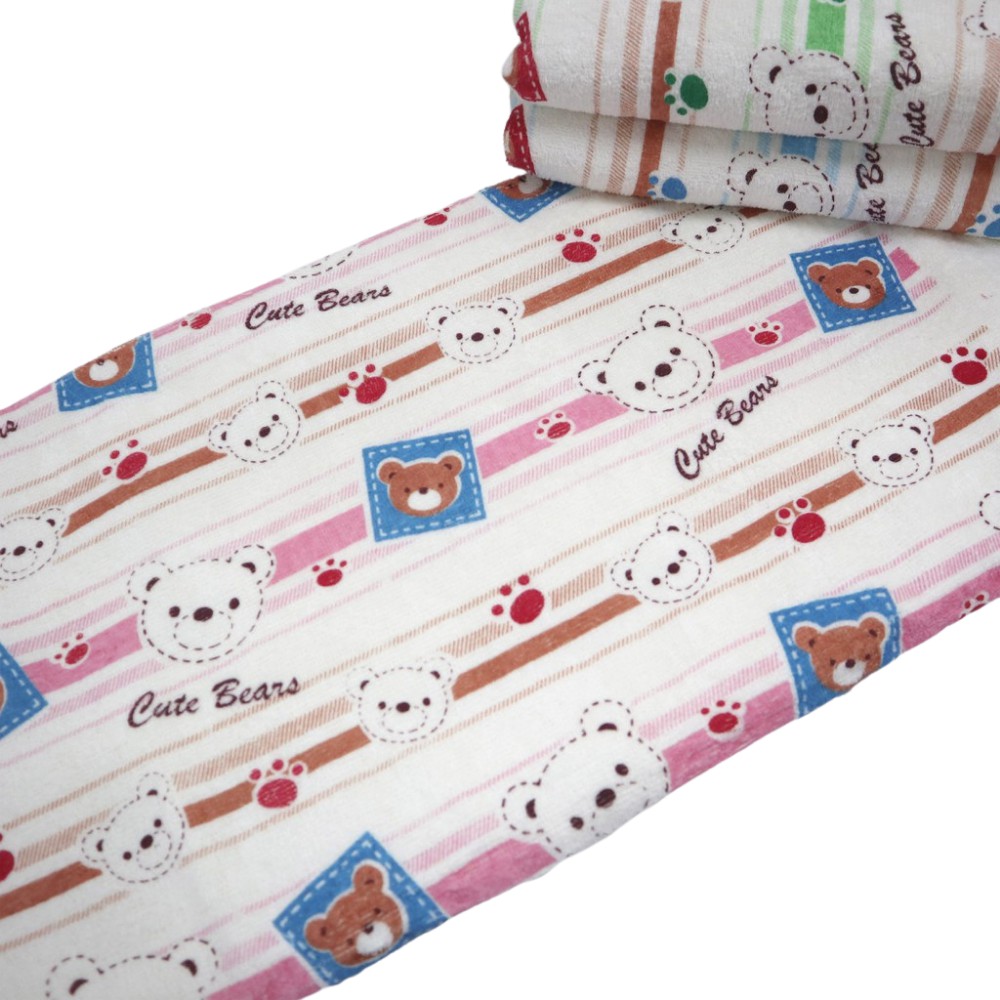 Chalmer Handuk Bayi Karakter / Baby Towel 60x120cm-Cute Bears Pink