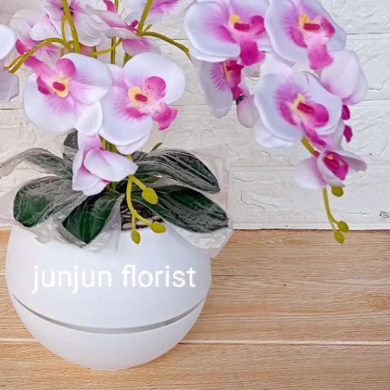 Bunga anggrek plastik jumbo pot bola besar/bunga hiasan meja /bunga anggrek jumbo artificial//