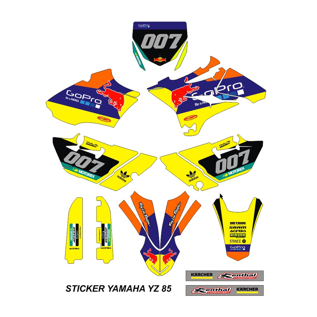 Stiker Decal YAMAHA YZ 85 YZ New YZ Modif Bebek Custom Sticker (11)