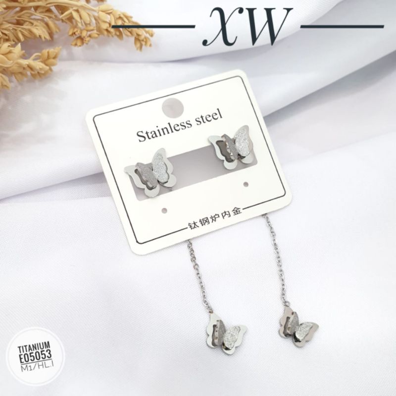 Anting Stud Titanium Jurai Kupu E14018