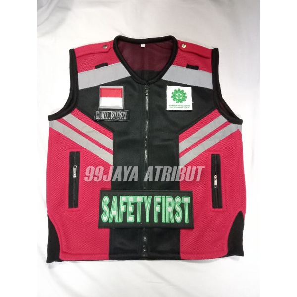 Rompi Safety Merah Berlogo K3, Rompi Tebal