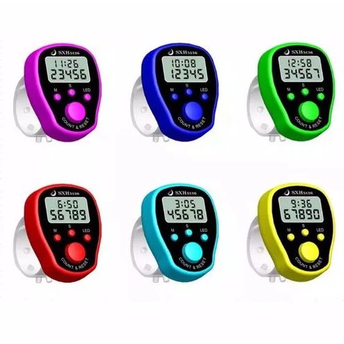 Tasbih Digital Elektronik LED dan Jam Hand Finger Counter 5 Digit  Alat Hitung