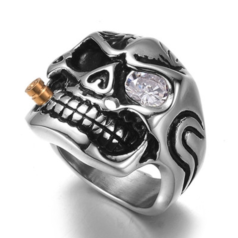 Cincin Desain Tengkorak Overlord Ukuran 8-13 Untuk Pria