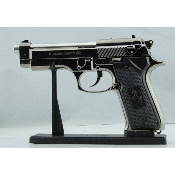 Lighter / Korek Api Pistol Model PIETRO BERETTA US .9mm M9 ( Black &amp; Silver / Chrome)