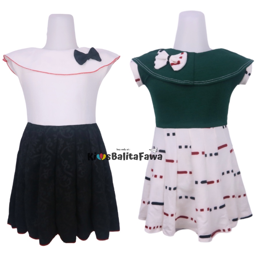 Dress Evelin uk 1-2 Tahun / Baju Anak Perempuan Atasan Model Dres Cewek Gaun Pesta Motif Polos Bunga