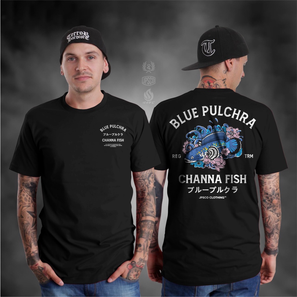 KAOS CHANNA BLUE PULCHRA KAOS CANA INDONSIA BAJU IKAN CHANNA PULCHRA