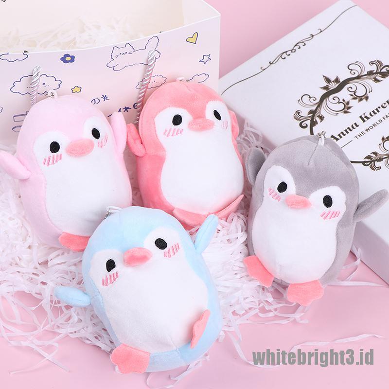 (white3) Mainan Boneka Plush Penguin 12CM Dengan Gantungan Kunci Untuk Bayi / Anak