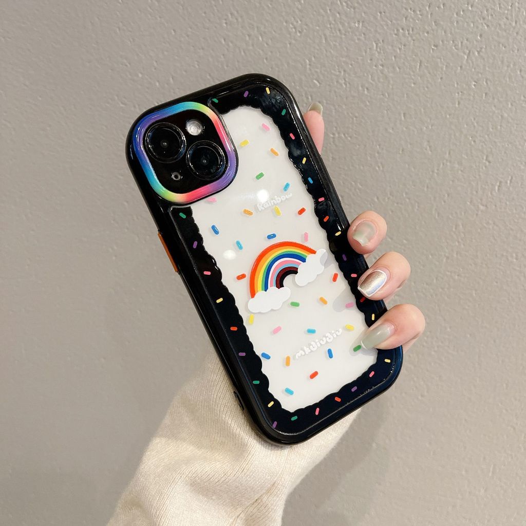 Case Transparan Desain Dot Pelangi Untuk iPhone 12 13 11 Pro Max X Xs Max Xr nbhw