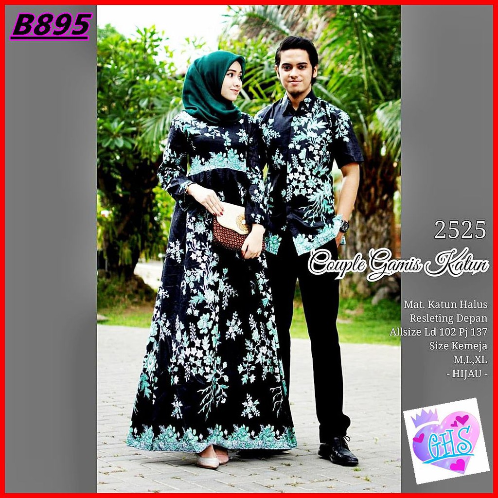 Baju Batik Couple Gamis Katun Bahan Katun Premium Warna Hijau Tosca Ghs Shopee Indonesia