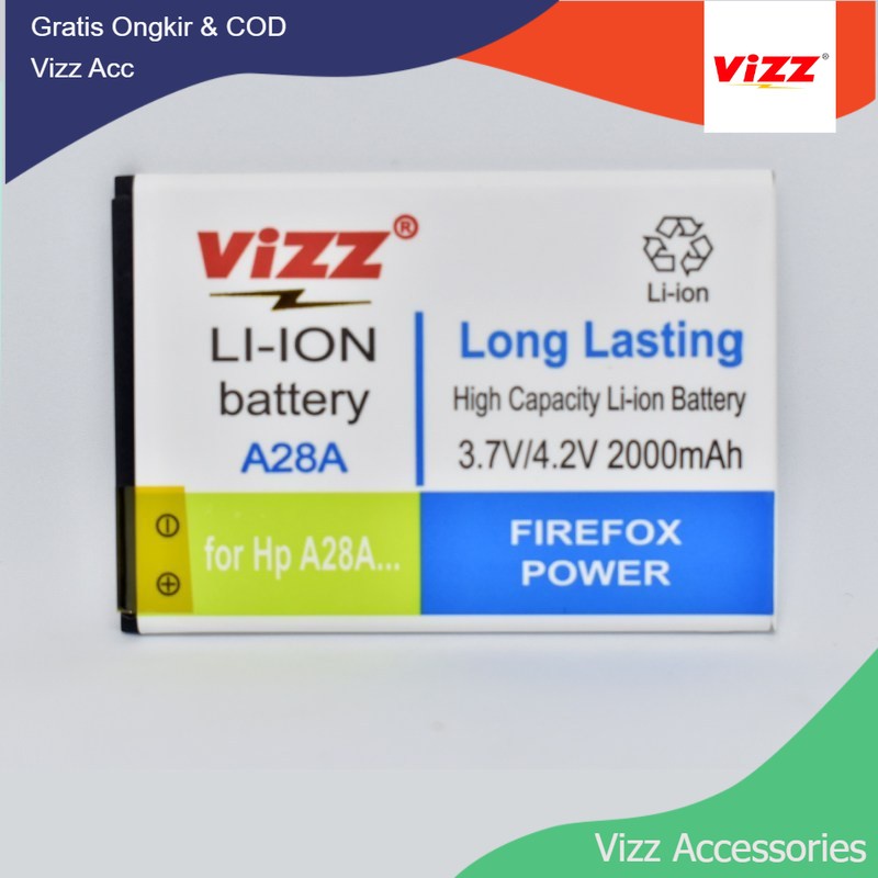 Baterai Batre Vizz Evercoss Cross A28A / A28 Original Vizz Bateray