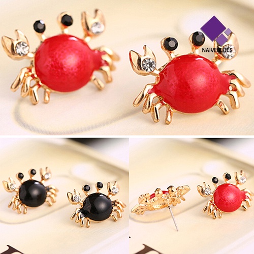 Anting Stud Desain Kepiting Laut Bahan Alloy Warna Emas Untuk Wanita