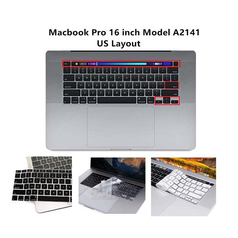 Silicone Pelindung Keyboard Cover Protector New Macbook Pro 16 inch A2141 2019 dan MacBook Pro 16 inch 2022 2021 M1 Pro/Max with Touch ID A2485