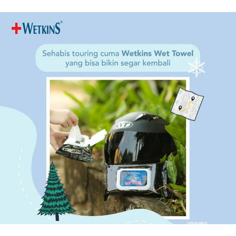 BUY 2 WETKINS WET TOWEL 18s/TISU BASAH FREE HANDSANITIZER 60ML + MASKER 10pcs