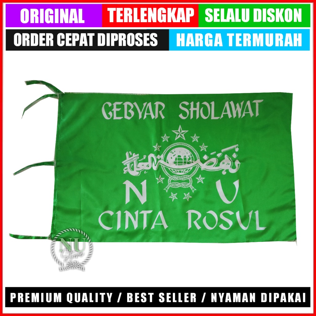 Bendera  NU Gebyar Sholawat Hijau / Bendera Majelis Sholawat / Bendera Sholawat