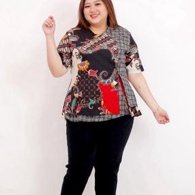 Modern.. ATASAN BAJU BLOUSE BATIK WANITA JUMBO BIG SIZE LD 120cm XXL XXXL BLUS BAJU IBU HAMIL BUMIL 