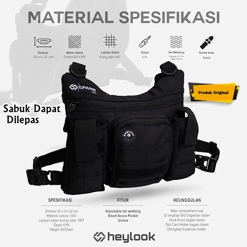 CHEST BAG PHANTOM TAS DADA PRIA TACTICAL RIG BAG OUTDOOR BARU ORIGINAL HEYLOOK