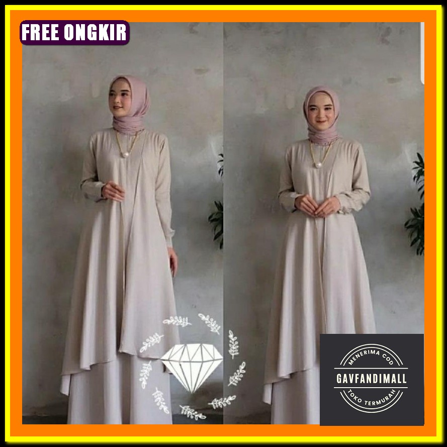Baju Gamis Wanita Terbaru Abstrak Rompi Fashion Muslim Model Terbaru Lebaran 2022 Gamis Maxy Ribbon 