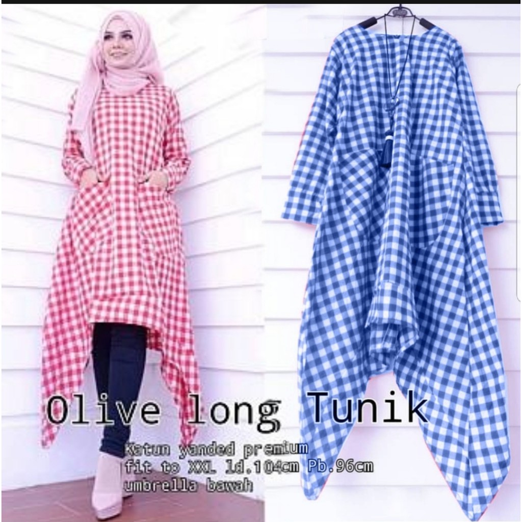 +[HNFK] Tunik Kotak Wanita / Gamis Dress Terbaru / Tunik / Tunik Kotak-Kotak Wanita / Tunik Panjang