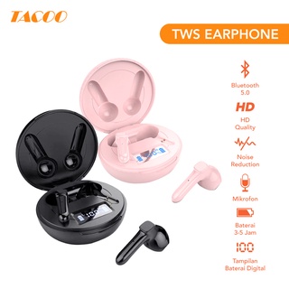 TACOO TWS Earphone Bluetooth Wireless 5.0 Deep Bass Digital Noise Reduction Battery Display Sport Headset Gaming