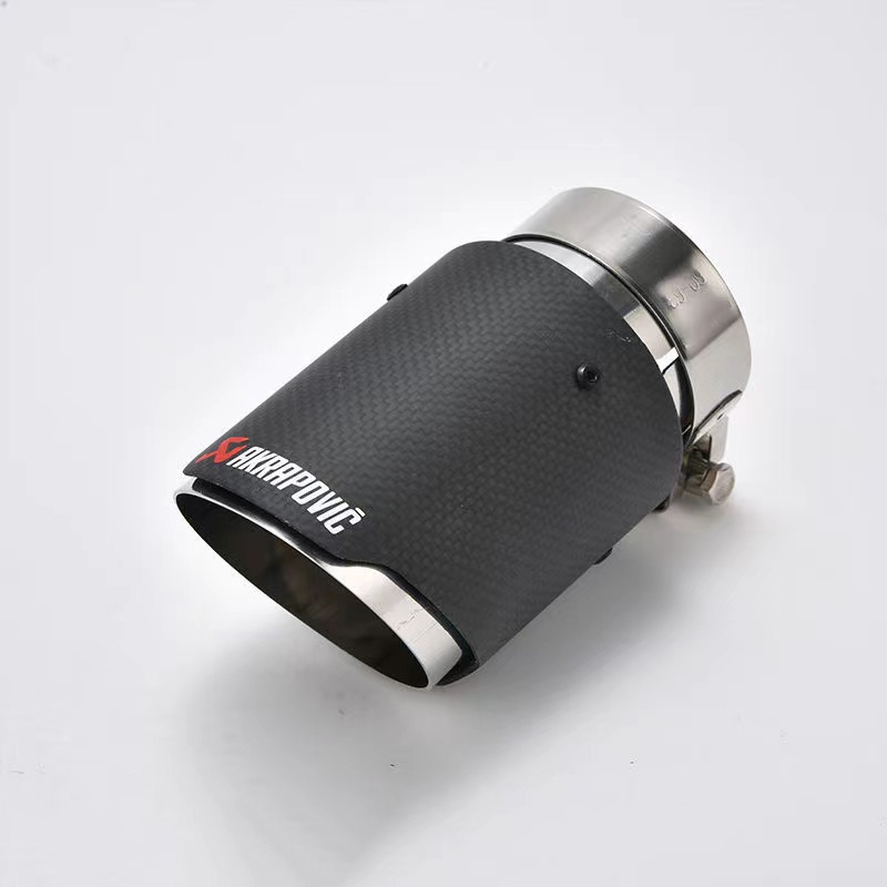 1 Pc Pipa Knalpot Mobil Akrapovic Matte Carbon Bahan Stainless Steel