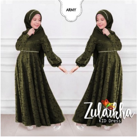Baju Muslim Anak Perempuan Cewek Brukat Terbaru 2022 Gamis Anak Lilac Model Kekinian Bhn Brokat Pest