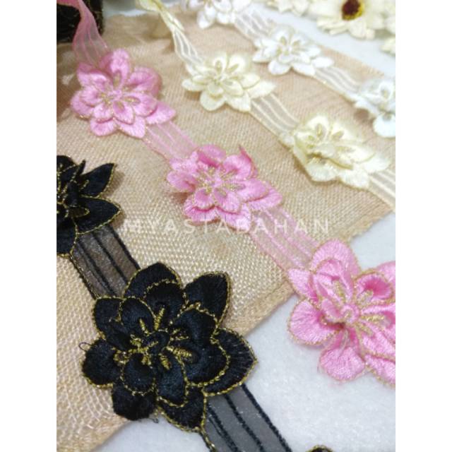 Renda Bordir Organza Timbul 3