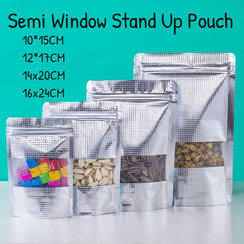 Silver Aluminium food zipper bag standing pouch