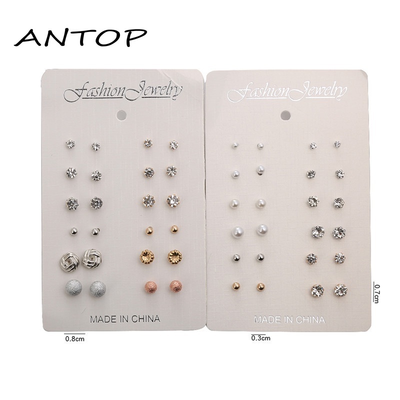 1 Set/mode Anting Set Wanita Sederhana Paduan Berlian Imitasi Bola Anting-Anting Wanita Aksesoris Perhiasan Hadiah ANTOP