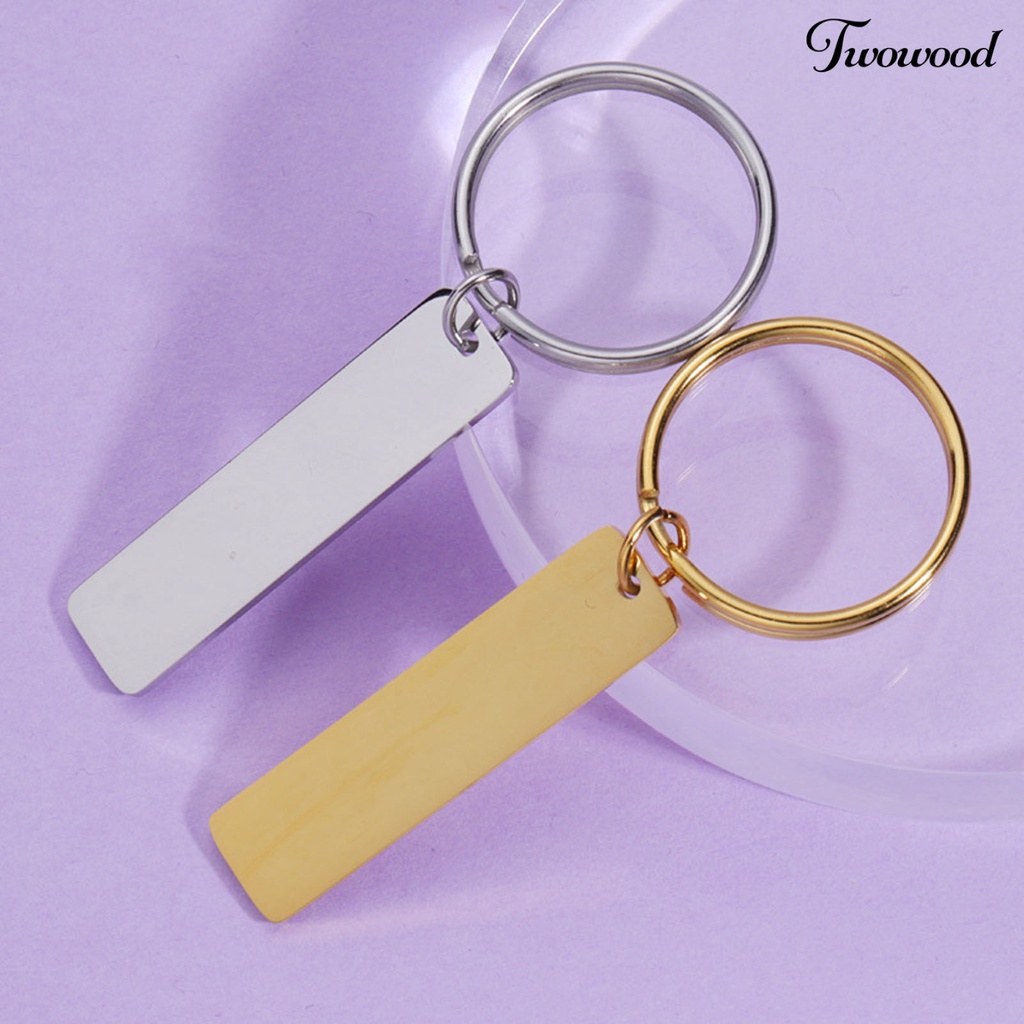 Twowood Strip Bar Key Chain Engravable Mirror Polish Stamping Blank Key Holder for DIY Engraving Name