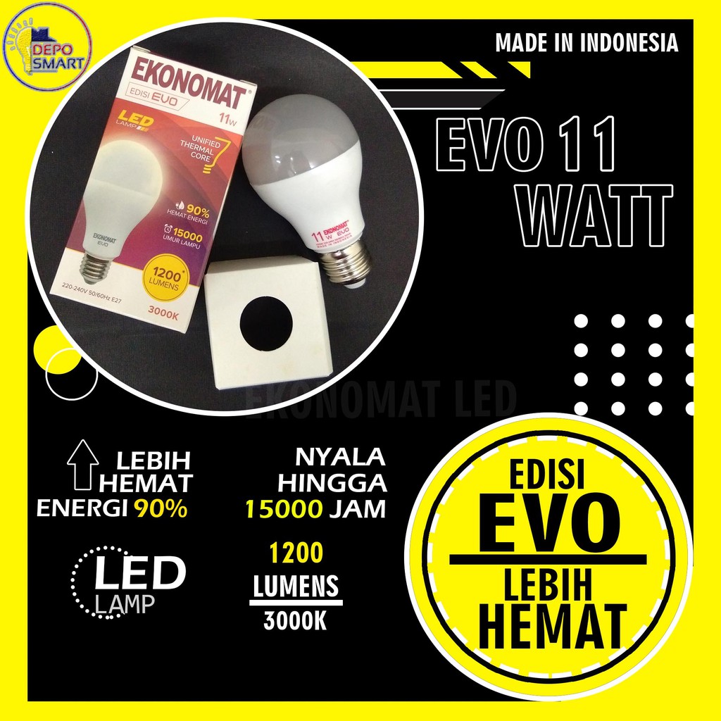 LAMPU LED EKONOMAT EVO 11W 3000K KUNING HEMAT MURAH