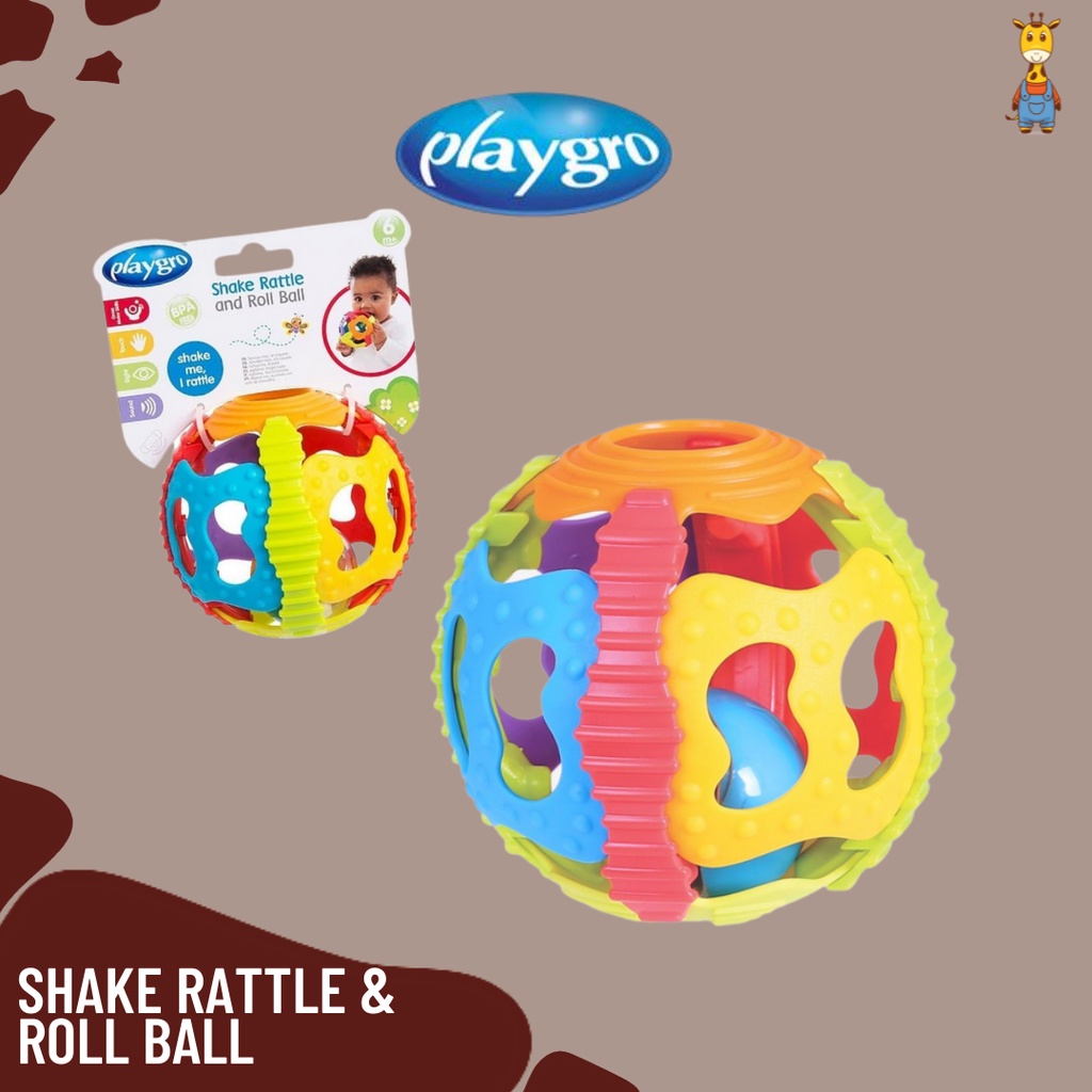 Playgro Shake Rattle &amp; Roll Ball | Mainan Anak Anak