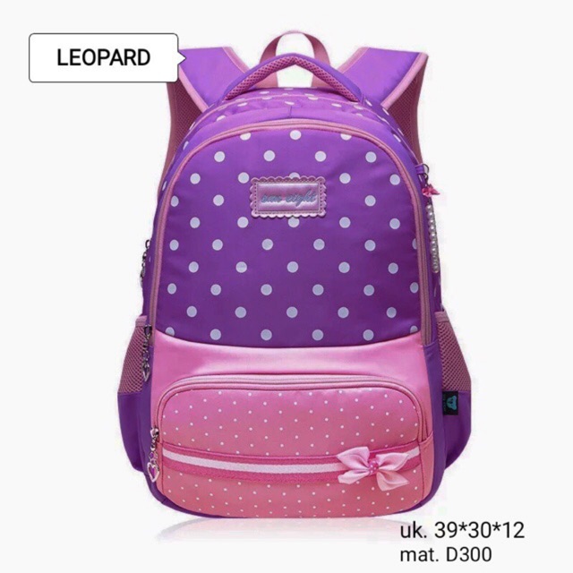 Tas ransel motif polkadot pita / new backpack leo pard