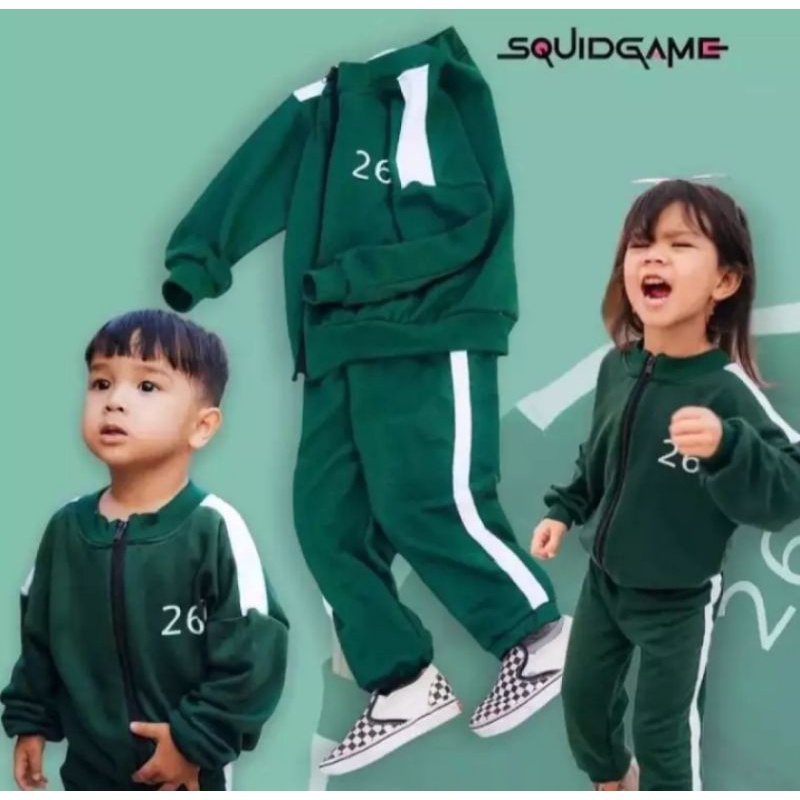 Promo Setelan Sweater Jaket Squaid Game Anak Masakini Pakaian Anak Perempuan Dan laki-laki Jaket Terpopuler